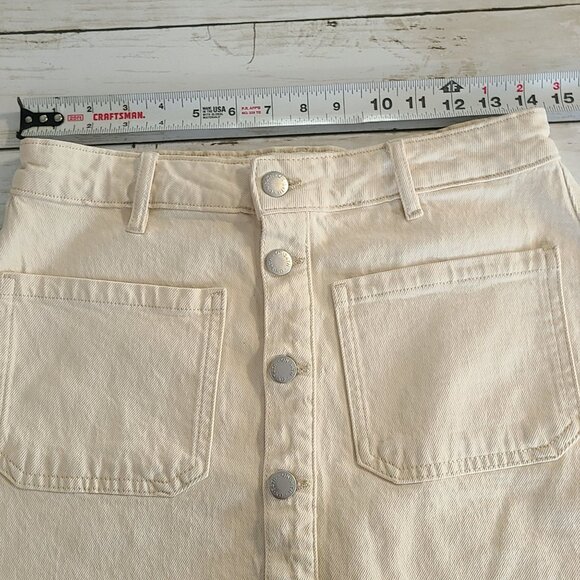 Beige Denim Button-Front Mini Skirt Size 8/29 By On 34th Preppy Acadamia - Picture 5 of 8